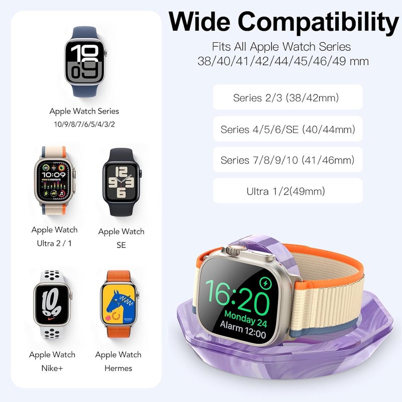 RETHLO Foldable Magnetic Charging Dock for Apple Watch, Wireless Fast Watch Charger Stand with Charging Cable, Compatible with Apple Watch 10 9 8 7 SE 6 5 4 3 2/Ultra 2 1, Support Nightstand Mode - Image 3